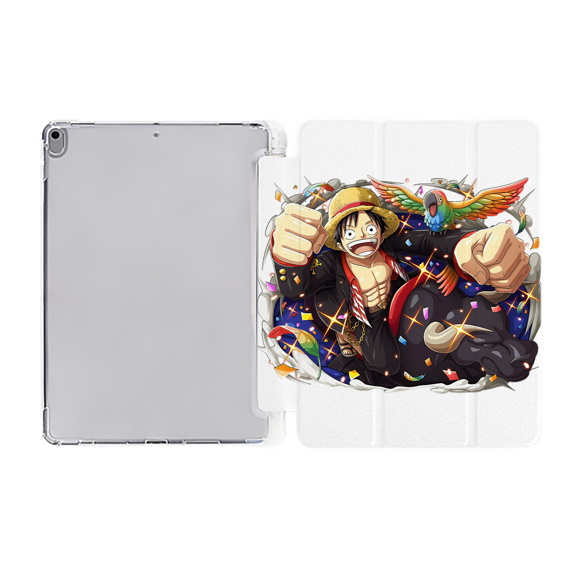 （画像用） ワンピース モンキー・D・ルフィ ONE PIECE Monkey D. Luffy IPad ケース ペン収納付き 三つ折りスタンド PUレザー×シリコン 対応機種9.5/10.5/10.9インチ
